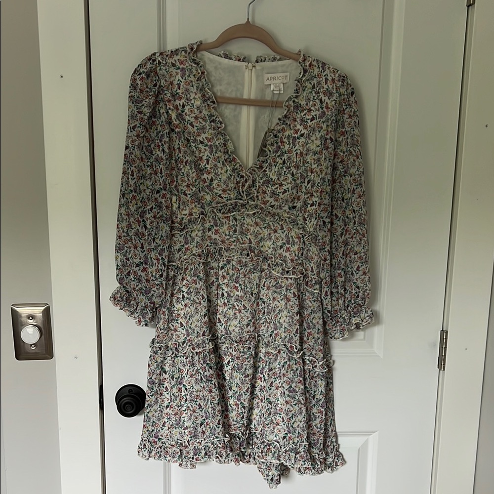 APRICOT Floral Long Sleeve Dress - Multicolor